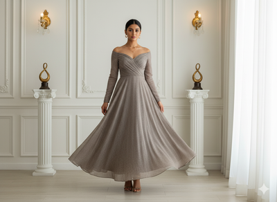 ट्राउट ग्रे प्लेन 60 ग्राम जॉर्जेट फ़ैब्रिक