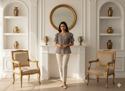 ट्राउट ग्रे प्लेन 60 ग्राम जॉर्जेट फ़ैब्रिक