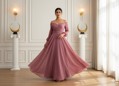 रूज पिंक प्लेन 60 ग्राम जॉर्जेट फ़ैब्रिक