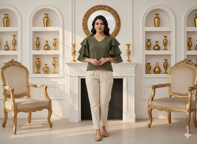 जुनिपर ग्रीन प्लेन 60 ग्राम जॉर्जेट फ़ैब्रिक