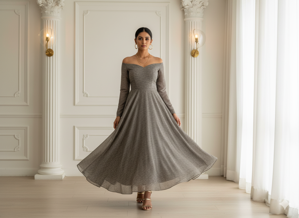 हल्का ग्रे सादा 60 ग्राम जॉर्जेट कपड़ा