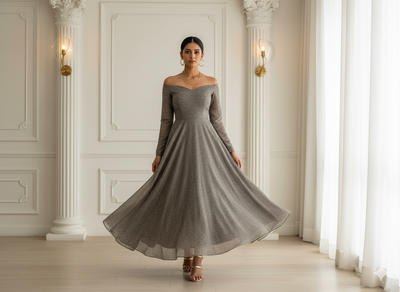 हल्का ग्रे सादा 60 ग्राम जॉर्जेट कपड़ा