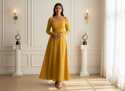 चमकीला पीला सादा 60 ग्राम जॉर्जेट कपड़ा