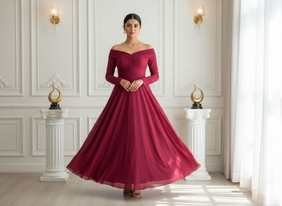 गुलाबी सादा 60 ग्राम जॉर्जेट कपड़ा