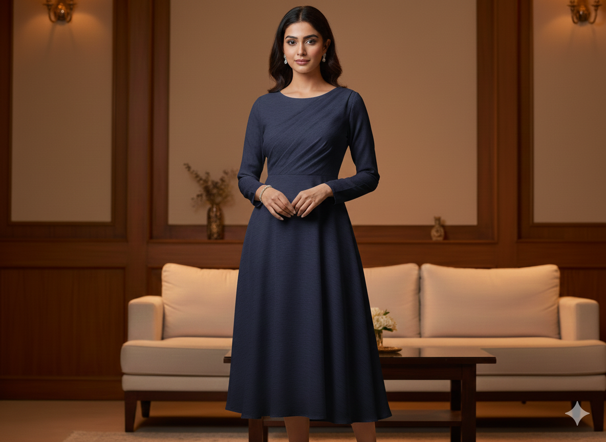 जीवंत नीला सादा 60 ग्राम जॉर्जेट कपड़ा