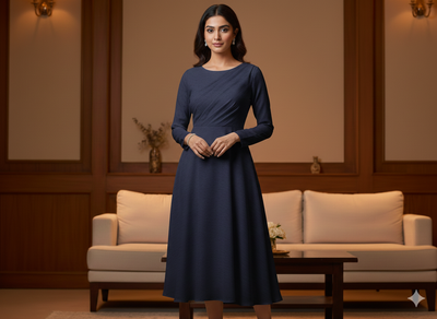 जीवंत नीला सादा 60 ग्राम जॉर्जेट कपड़ा