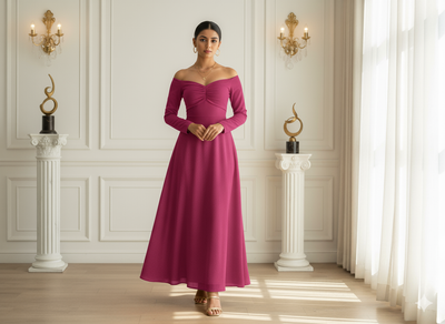 चमकीला गुलाबी सादा 60 ग्राम जॉर्जेट कपड़ा