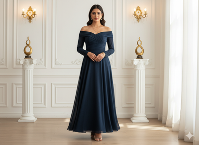 मोर नीला सादा 60 ग्राम जॉर्जेट कपड़ा