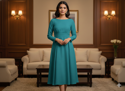 फिरोजी प्लेन 60 ग्राम जॉर्जेट कपड़ा