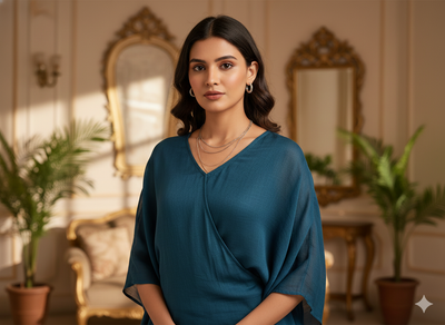 प्रुशियन नीला सादा 60 ग्राम जॉर्जेट कपड़ा