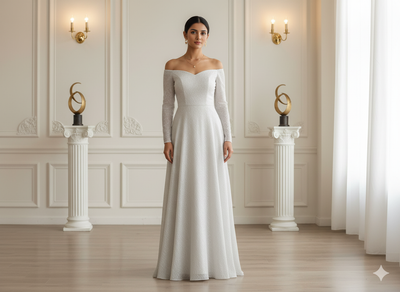 मोती सफ़ेद सादा 60 ग्राम जॉर्जेट कपड़ा