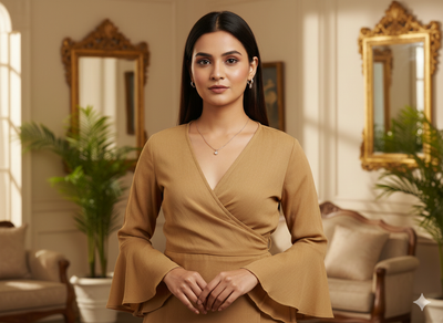 बेज सादा 60 ग्राम जॉर्जेट कपड़ा