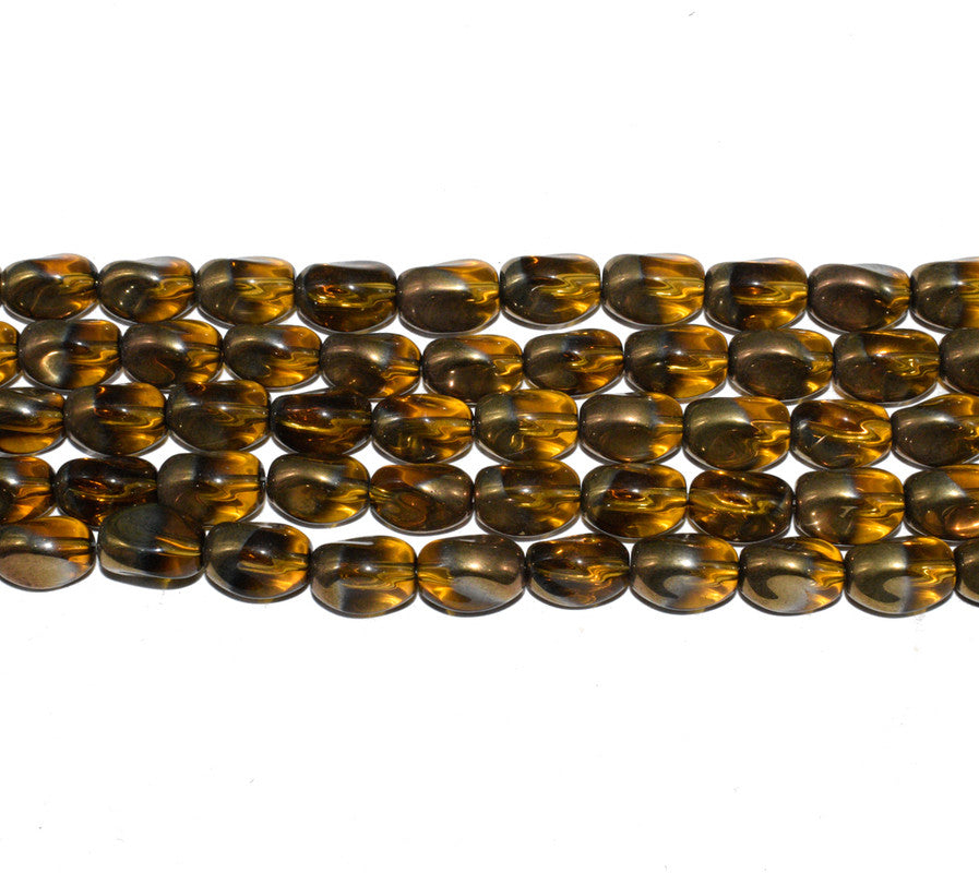 Brown & Mustard Designer Glass Beads