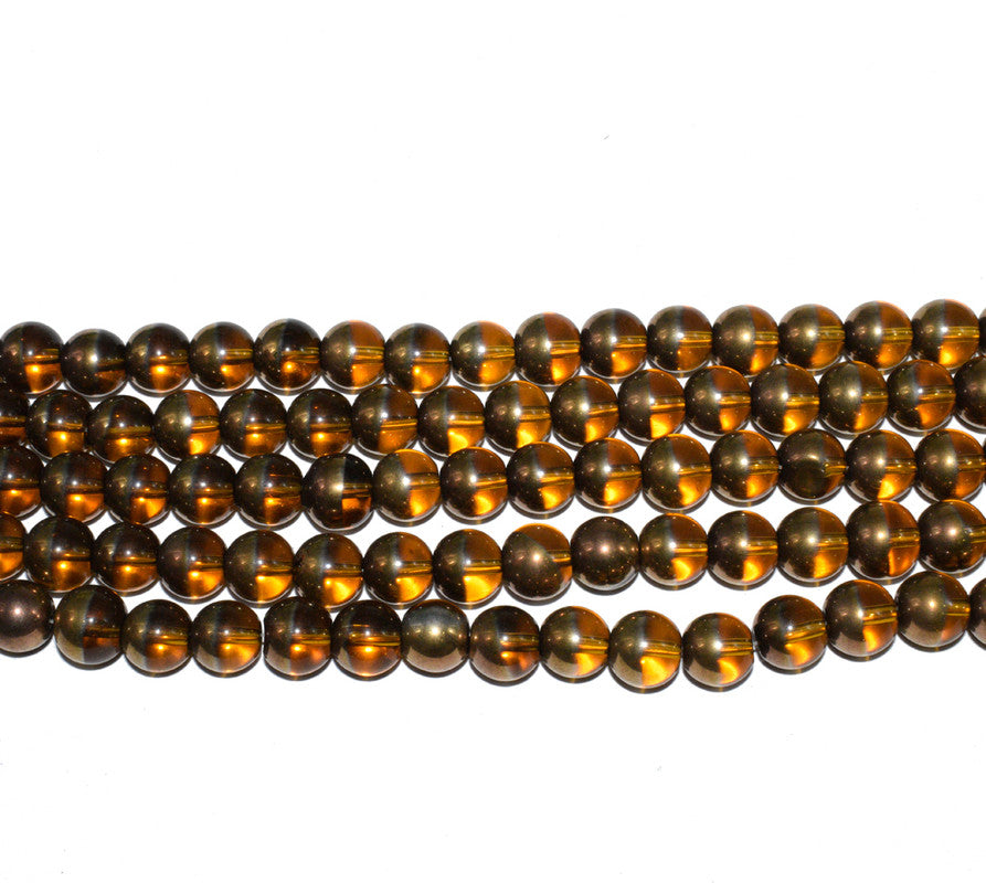 Brown & Yellow Lustre Designer Glass Beads