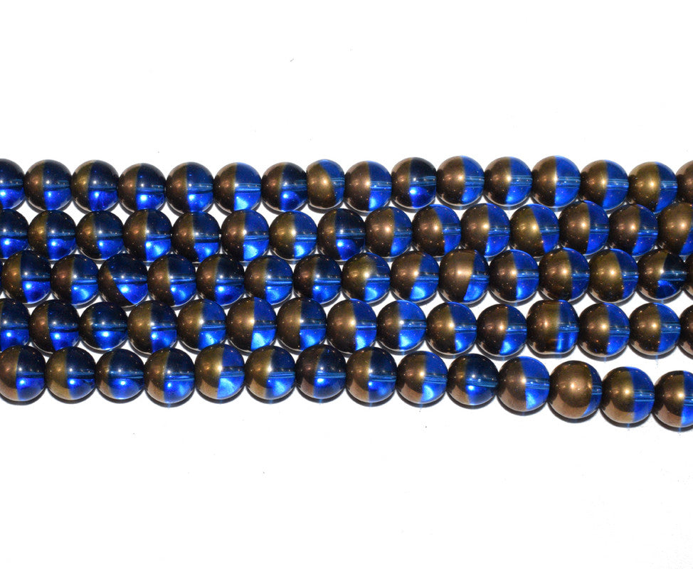 Brown & Blue Lustre Designer Glass Beads