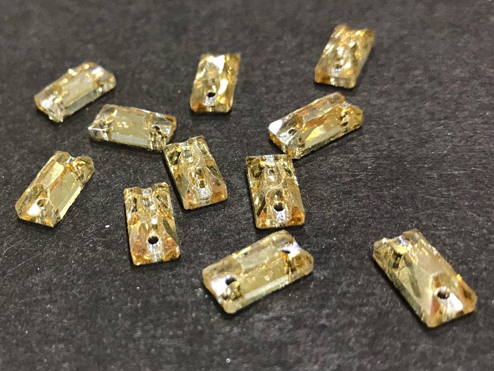 Light Golden Rectangular Glass Stones (10x5 mm) (Wholesale)