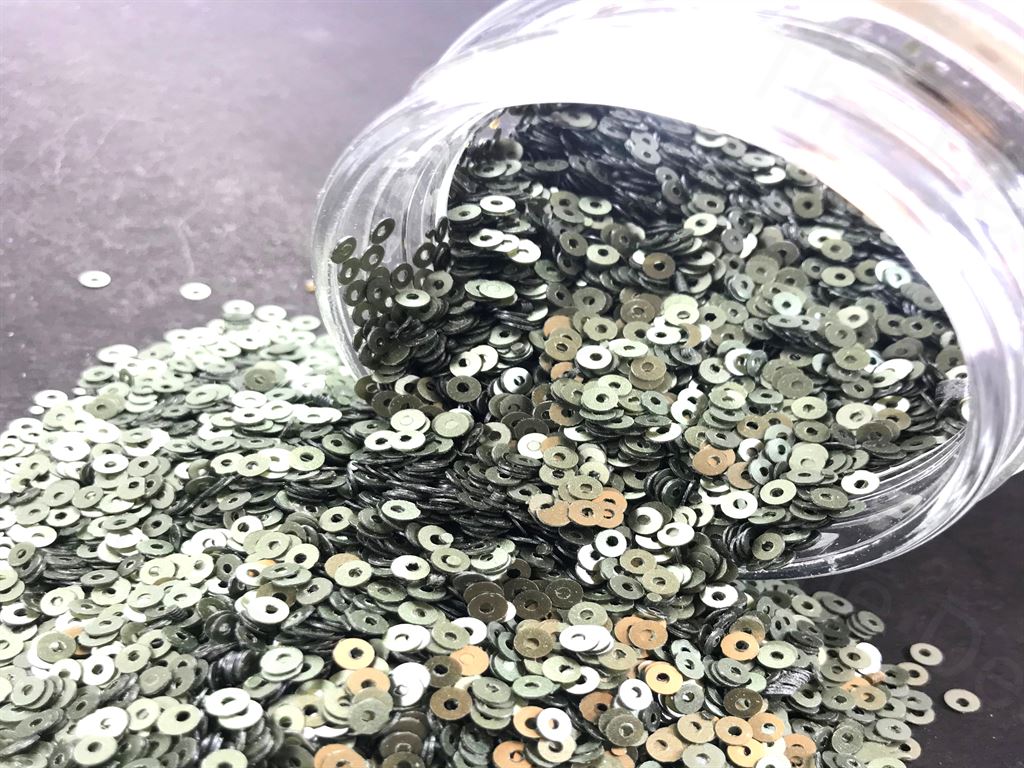 Gray-Green Center Hole Circular Sequins (1497023119394)