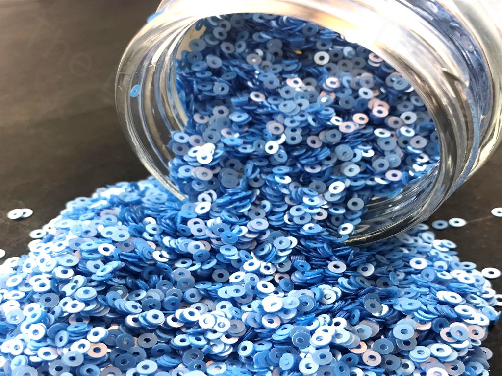 Silver Blue Center Hole Circular Sequins (1497024495650)