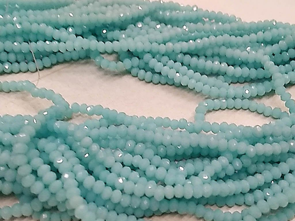 Pastel Blue Opaque Tyre Glass Crystal Beads- 3 mm