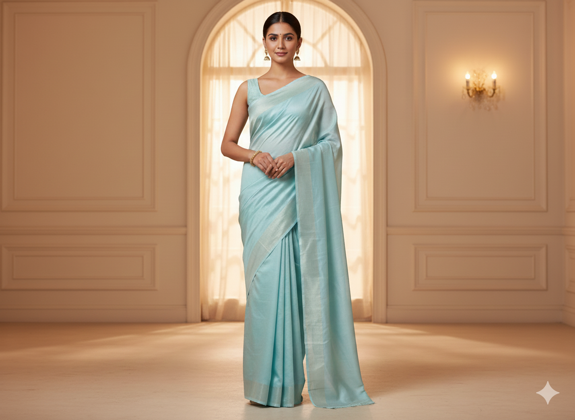 Cloud Blue Mulberry Heavy Raw Silk