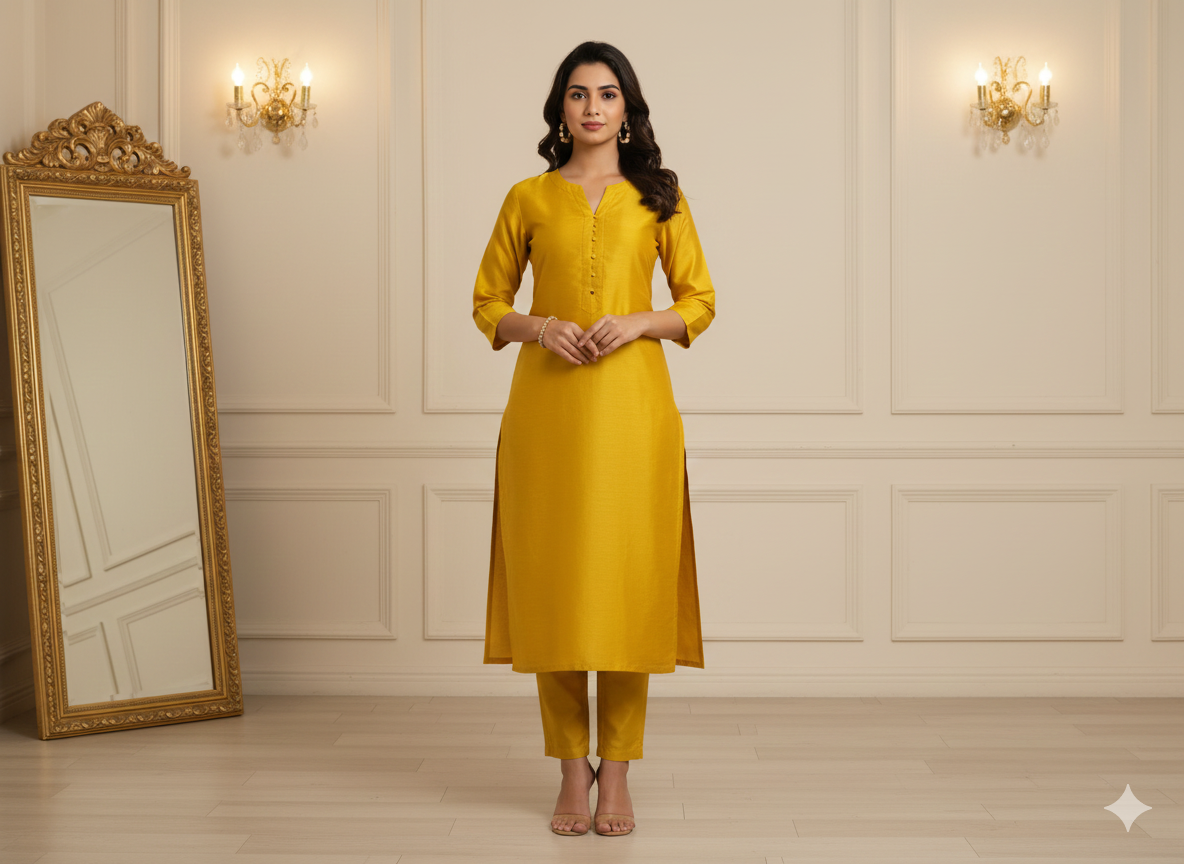 Saffron Sun Mulberry Raw Silk Fabric (Wholesale)