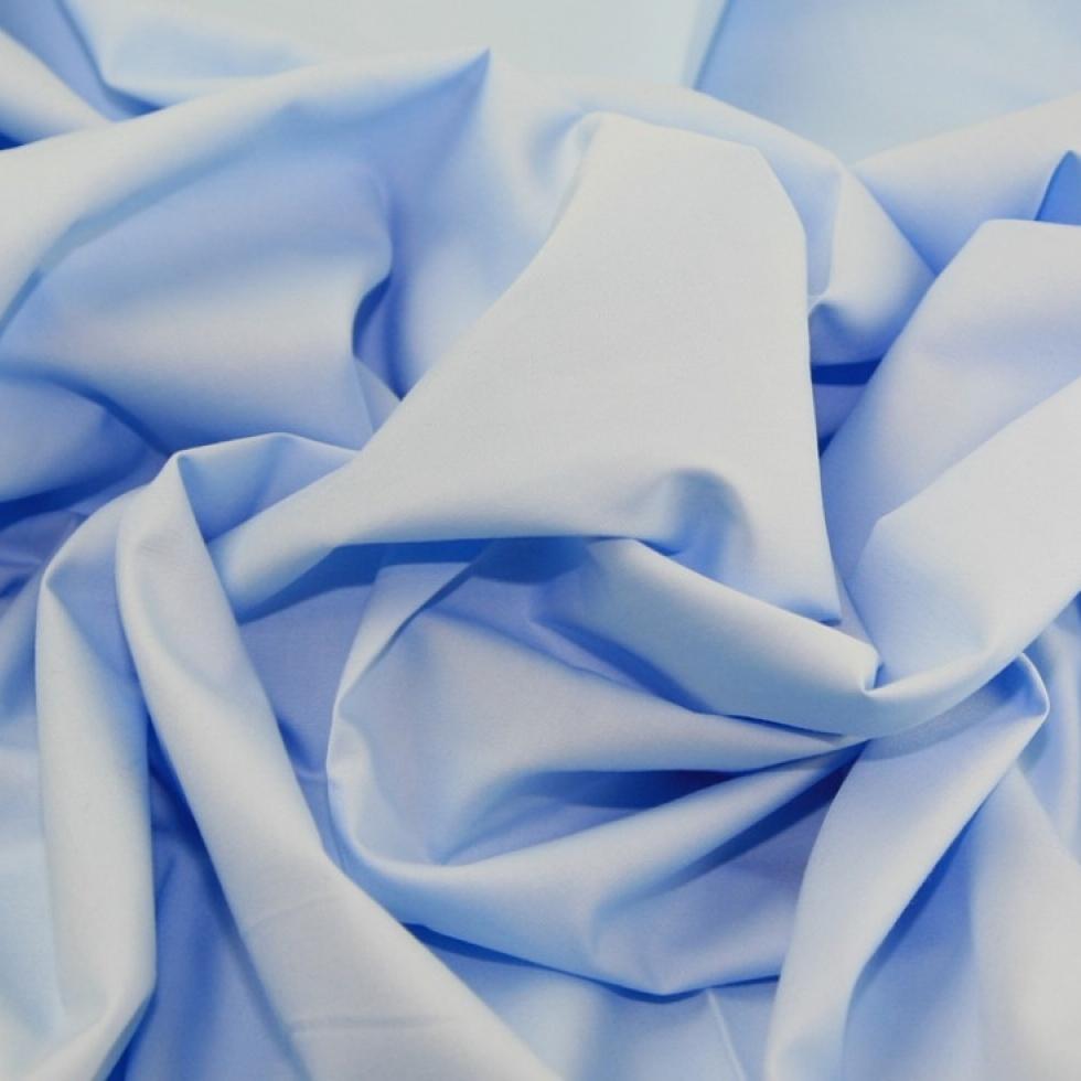 Blue Plain Rose & Hubble Cotton Poplin Fabric (Wholesale)