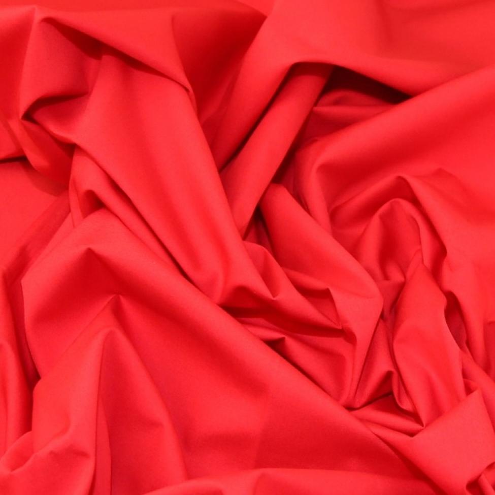 Bright Red Plain Rose & Hubble Cotton Poplin Fabric (Wholesale)