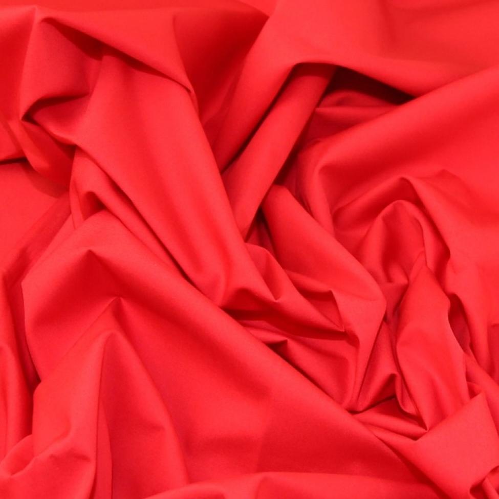 Bright Red Plain Rose & Hubble Cotton Poplin Fabric