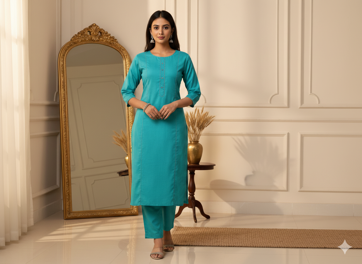 हल्का नीला ग्लेज़ कॉटन फ़ैब्रिक