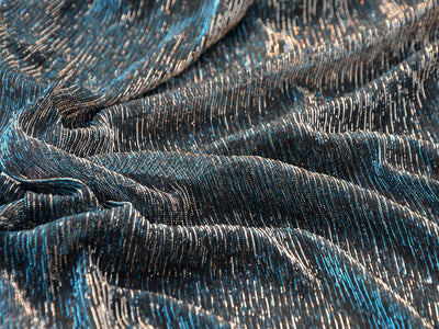 Midnight Blue Plain Crushed Shimmer Terylene Mesh Net Fabric