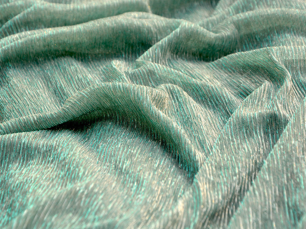 Light Turquoise Plain Crushed Shimmer Terylene Mesh Net Fabric