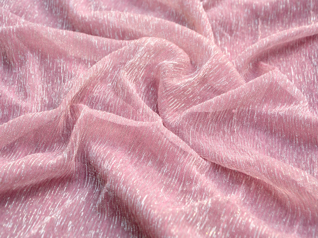 Onion Pink Plain Crushed Shimmer Terylene Mesh Net Fabric