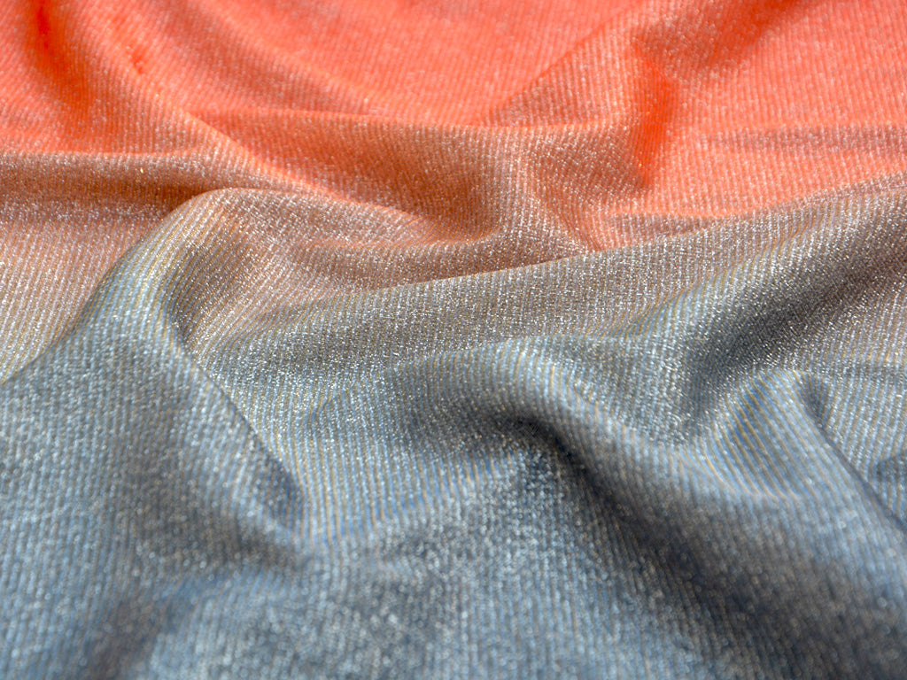 Precut of 1.5 Meter Gray & Peach Dual Shade Plain Shimmer Bonding Fabric