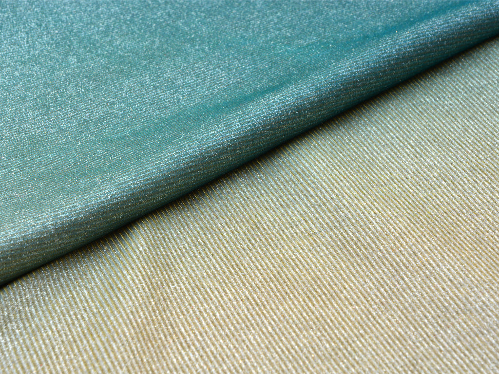 Golden & Green Dual Shade Plain Shimmer Bonding Fabric