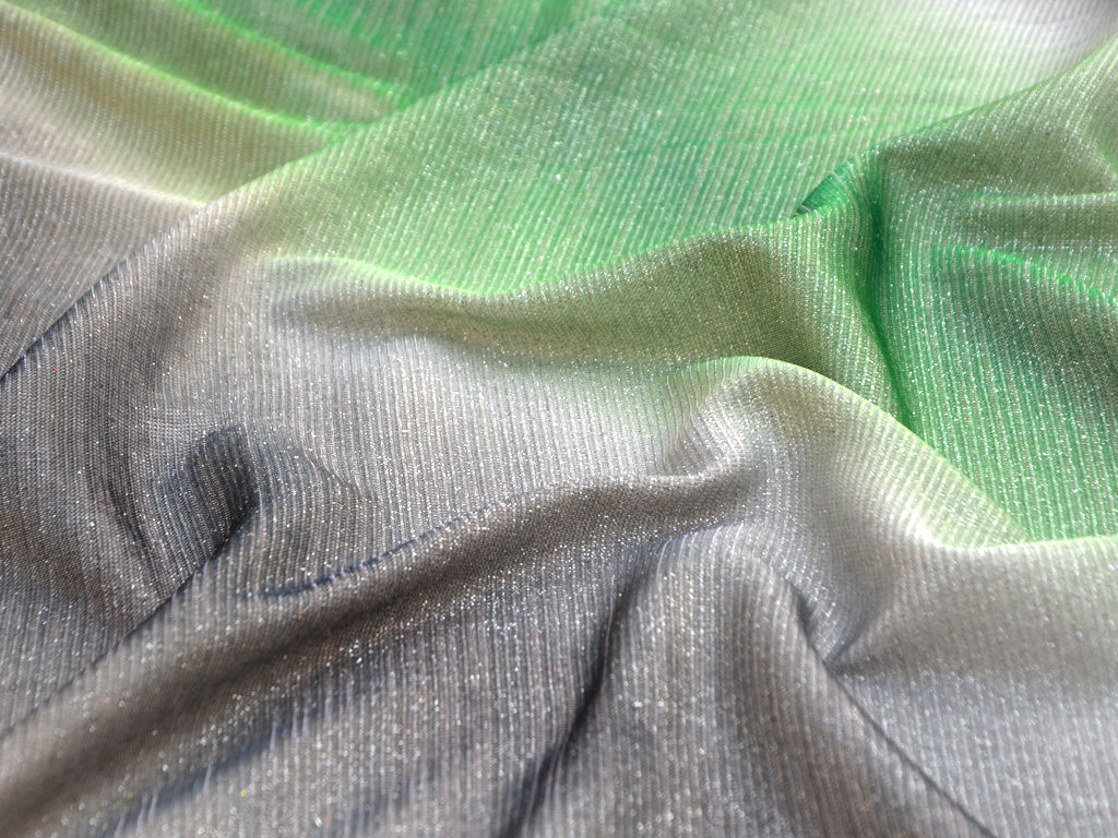 Precut of 1 Meter Green & Gray Dual Shade Plain Shimmer Bonding Fabric