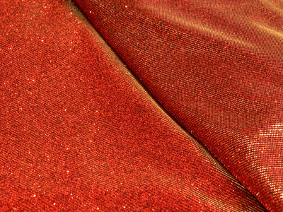 Red & Golden Plain Shimmer Interlock Bonding Fabric