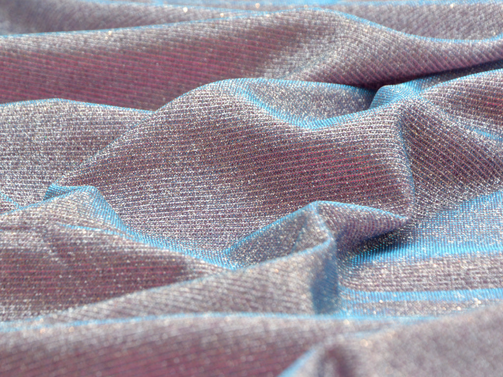 Pink & Blue Plain Shimmer Interlock Bonding Fabric