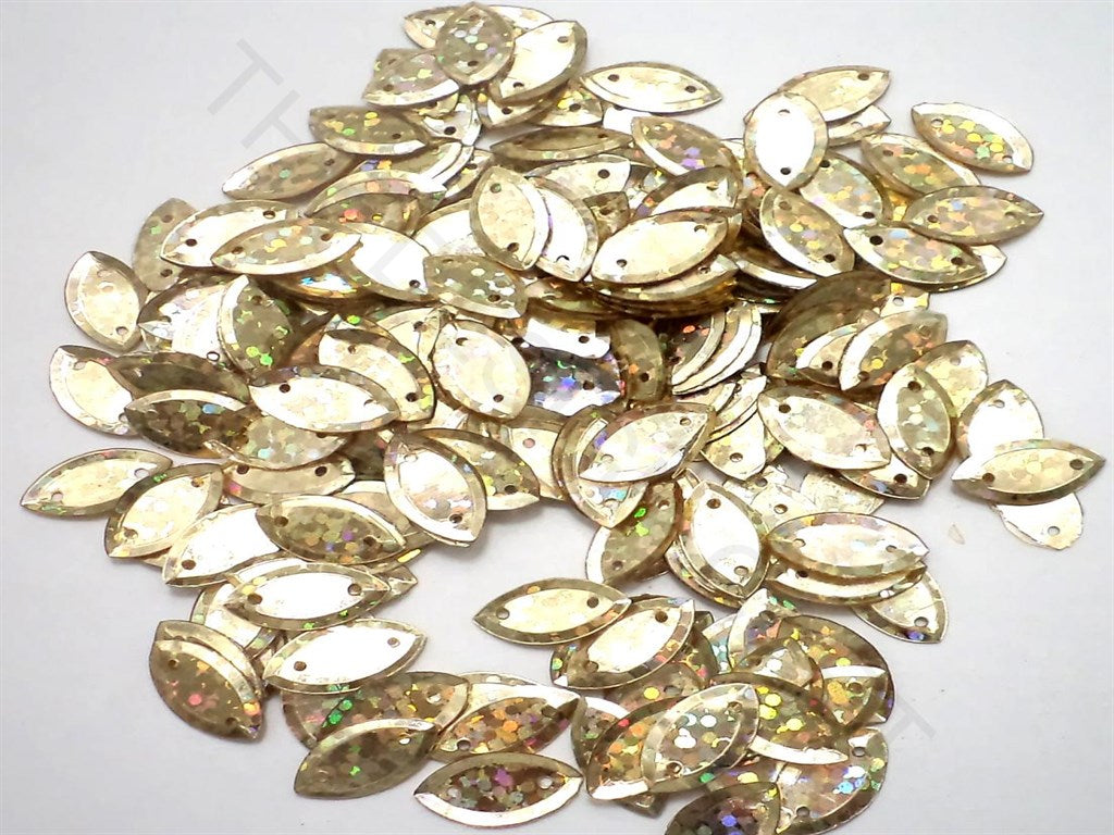 Golden Flat Oval 2 Hole Sequins | The Design Cart (3765826093090)