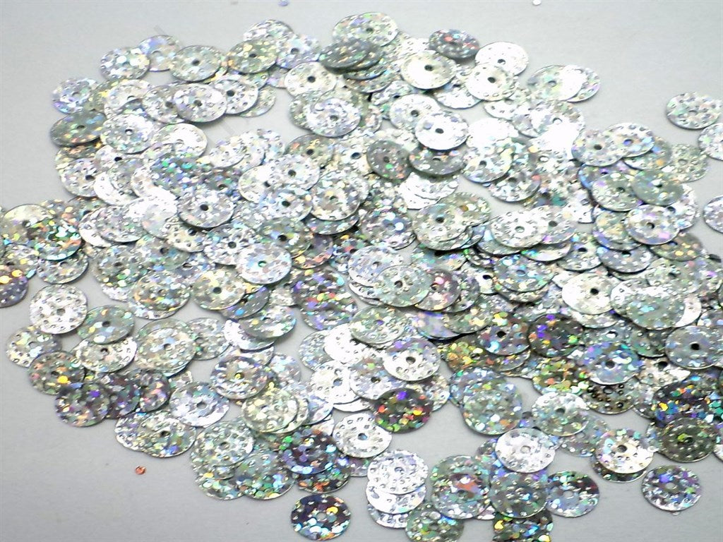 Silver Rainbow Embossed Round Sequins | The Design Cart (3765828419618)