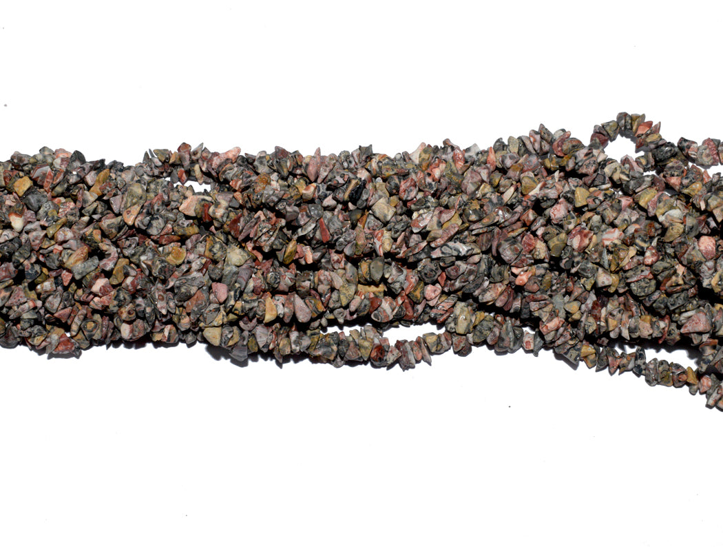 Multicolor Natural Leopard Uncut Chips Semi-Precious Beads
