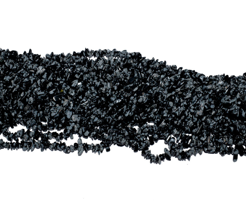 Black & Gray Snowflake Obsidian Uncut Chips Semi-Precious Beads