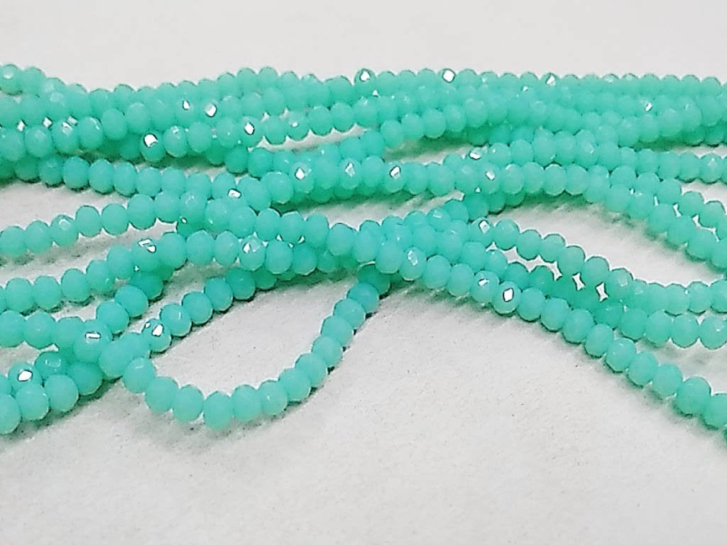 Turquoise Opaque Tyre Glass Crystal Beads- 3 mm
