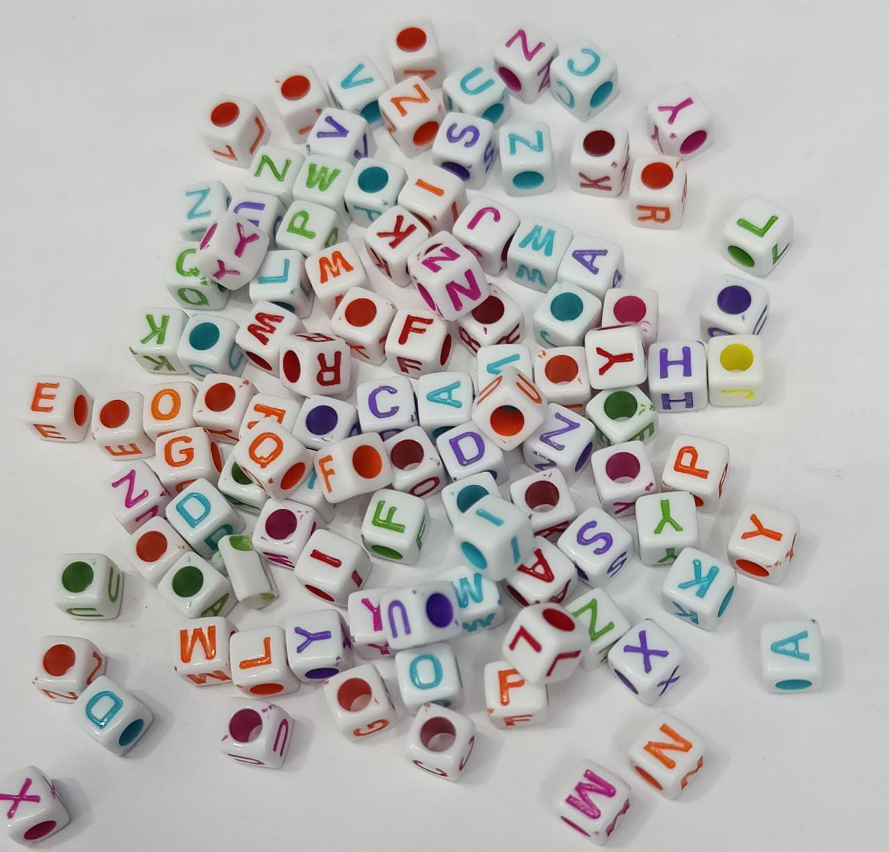 White Square Plastic Beads