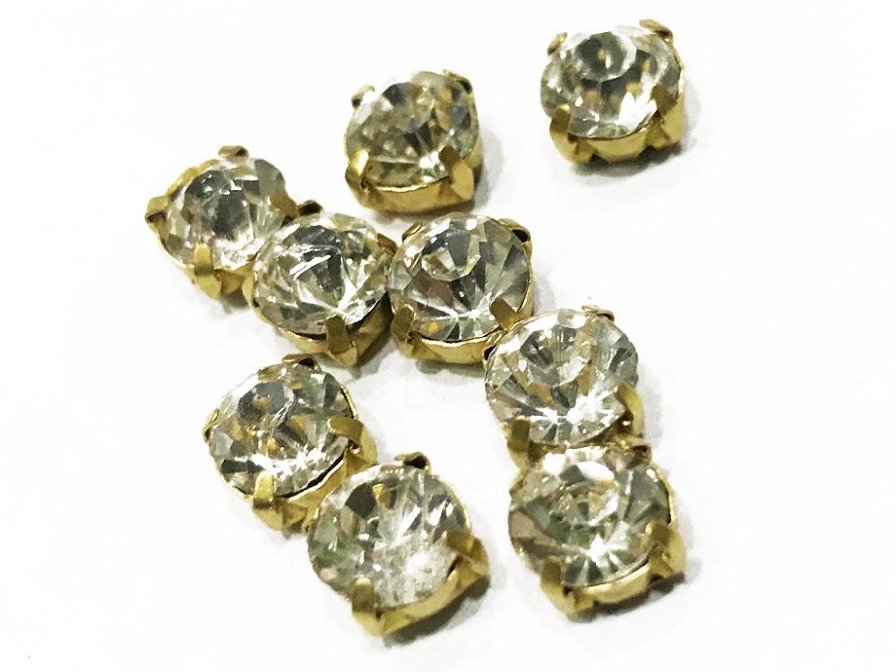 कैचर के साथ सफ़ेद पारदर्शी गोलाकार ग्लास स्टोन (16 SS) (थोक)