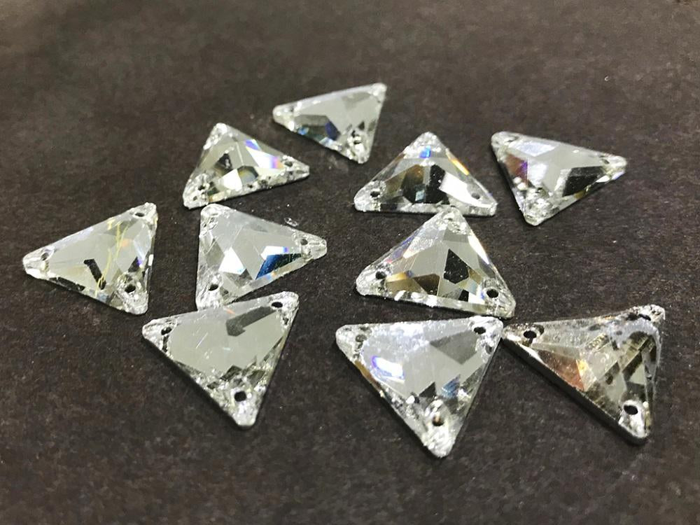 White Transparent Triangular Glass Stones (18x18x18 mm) (Wholesale)