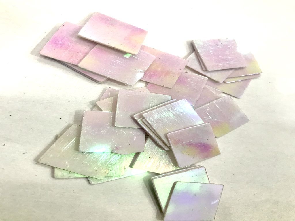 White Rainbow Square Plastic Sequins Without Hole (18 mm)