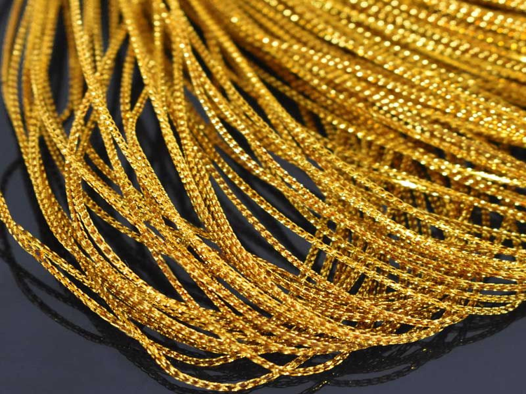 Yellow Golden Metallic Braided Zari Threads (Wholesale)