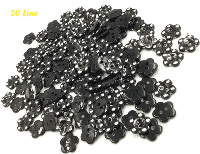 Black Flower Two Hole Acrylic Flower Buttons (Wholesale)