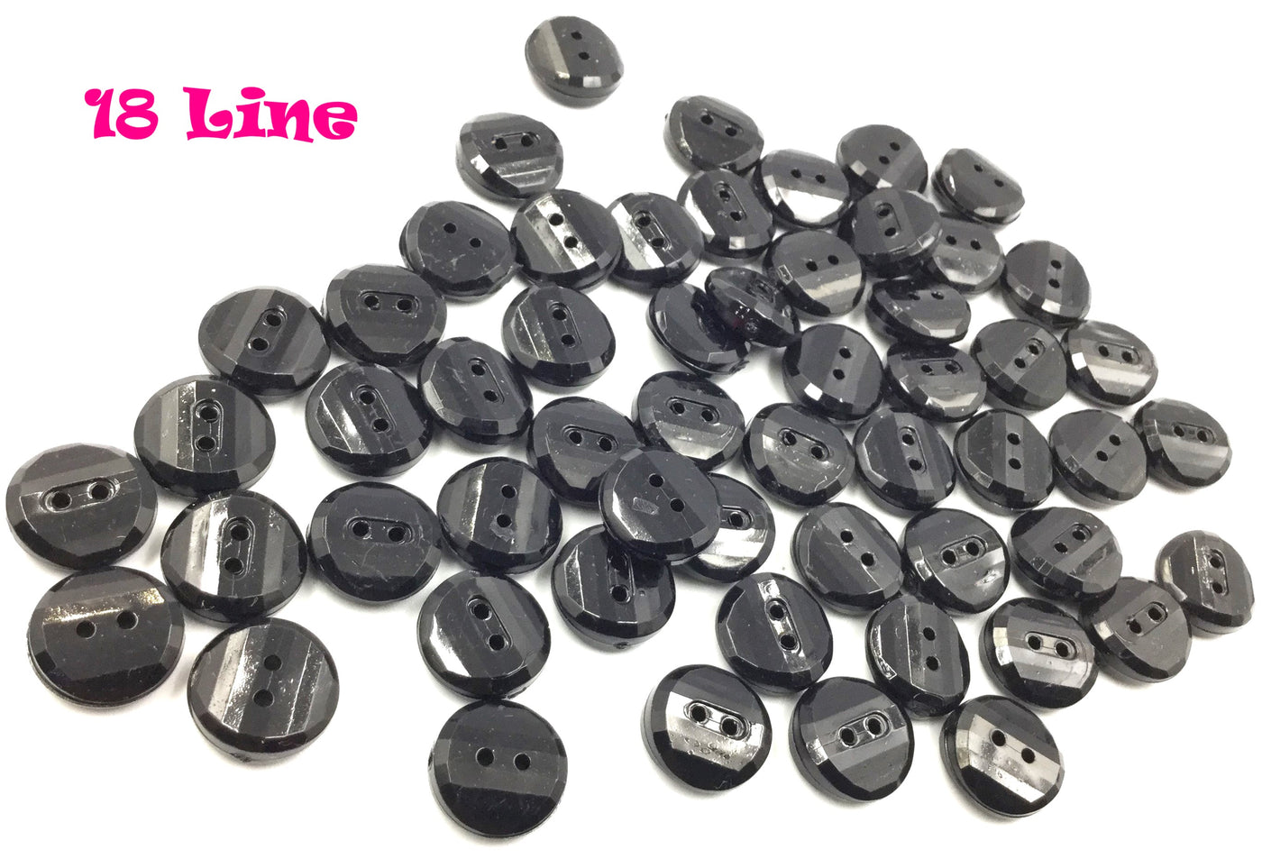 Black Round Two Hole Acrylic Button (Wholesale)