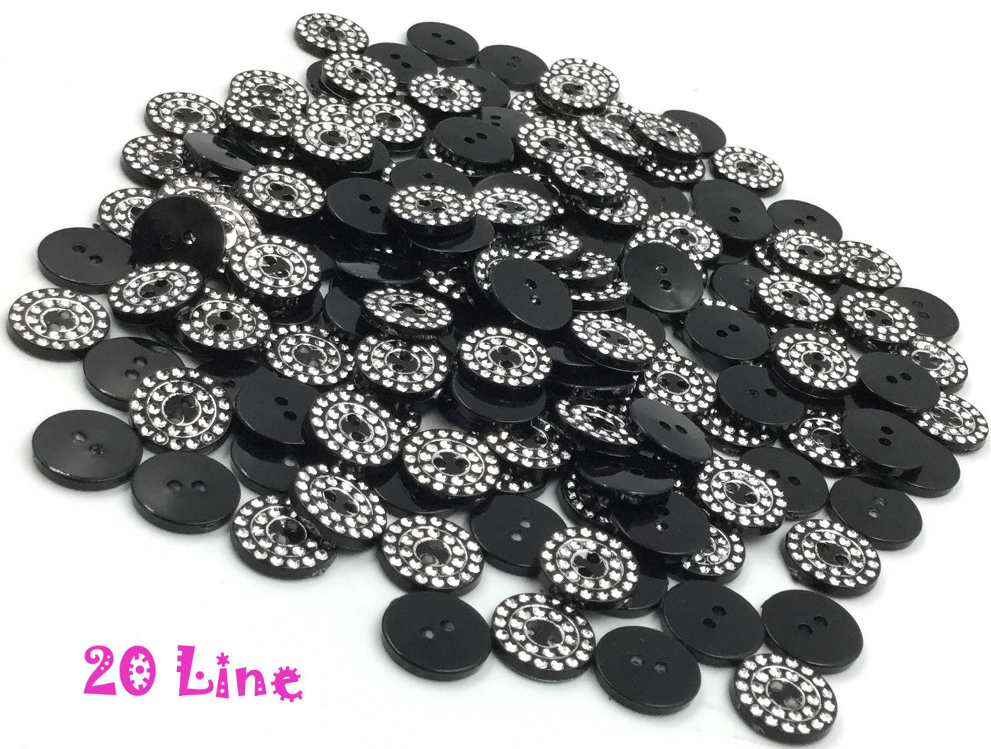 Black Round Down Hole Acrylic Buttons (Wholesale)